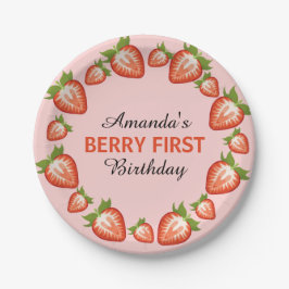 Plato De Papel Berry primer cumpleaños Berry Chica Strawberry ros