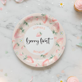 Plato De Papel Berry, primer cumpleaños de fresa