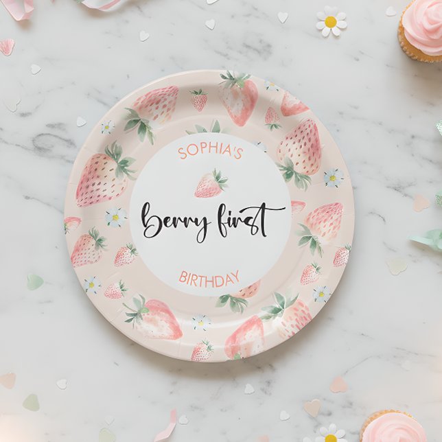Plato De Papel Berry, primer cumpleaños de fresa (Subido por el creador)