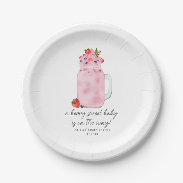 Plato De Papel Berry Special Smoothie Baby Shower (Anverso)
