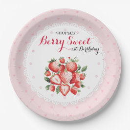 Plato De Papel Berry Sweet 1er cumpleaños