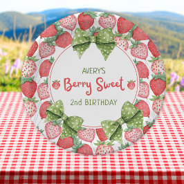 Plato De Papel Berry Sweet 2nd Birthday Strawberry Party 