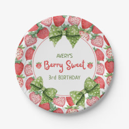 Plato De Papel Berry Sweet 3rd Birthday Strawberry Party 
