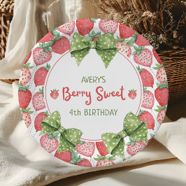 Plato De Papel Berry Sweet 4th Birthday Strawberry Party 