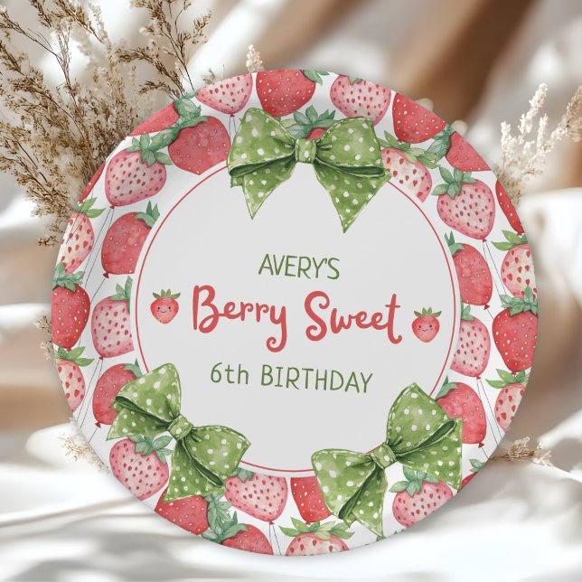 Plato De Papel Berry Sweet 6th Birthday Strawberry Party  (Subido por el creador)