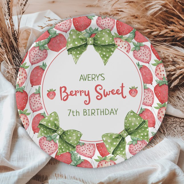 Plato De Papel Berry Sweet 7th Birthday Strawberry Party  (Subido por el creador)