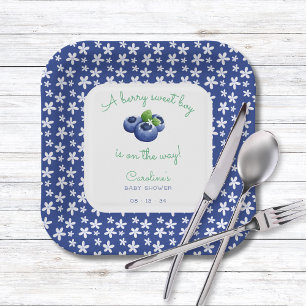 Plato De Papel Berry Sweet Baby Boy Shower Blueberry