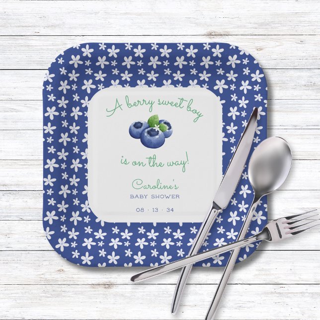 Plato De Papel Berry Sweet Baby Boy Shower Blueberry (Subido por el creador)