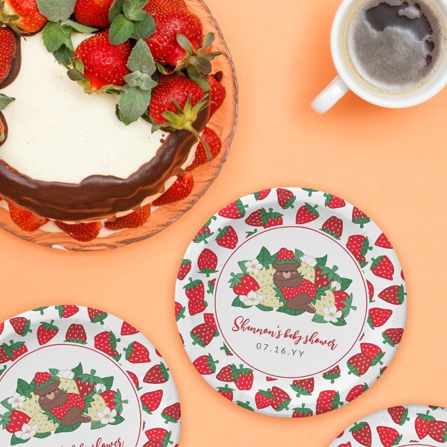 Plato De Papel Berry Sweet Baby Red Strawberry Baby Shower (Subido por el creador)