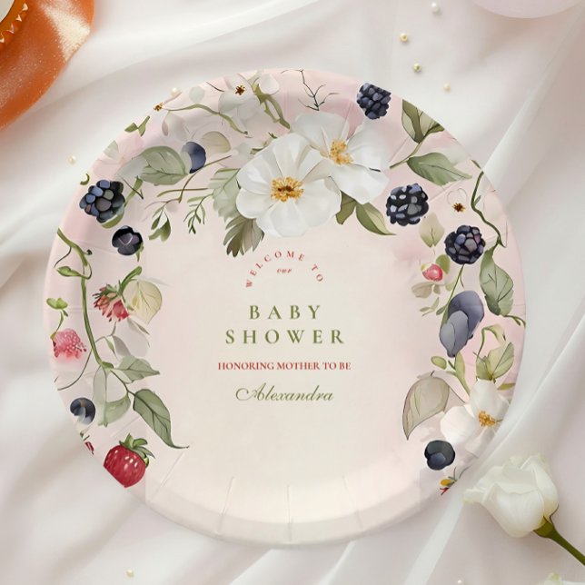 Plato De Papel Berry Sweet Baby Shower (Subido por el creador)