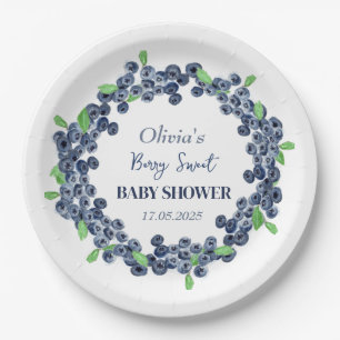 Plato De Papel Berry Sweet Baby Shower Blueberry Baby Boy