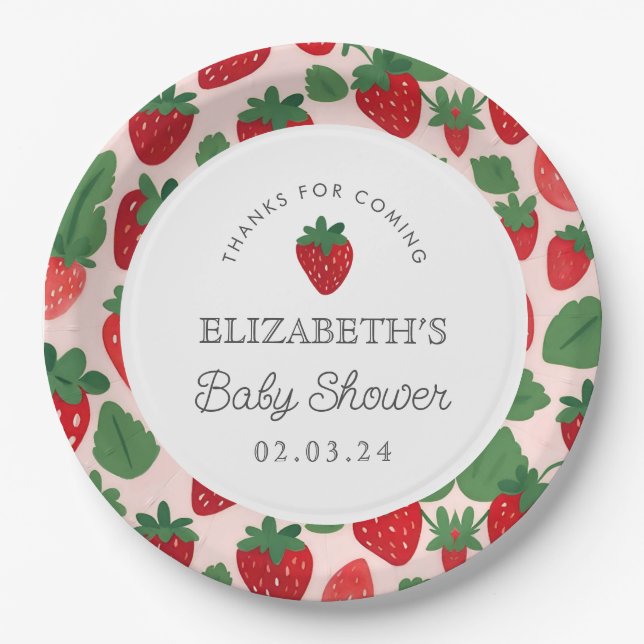 Plato De Papel Berry Sweet Baby Shower Picnic (Anverso)