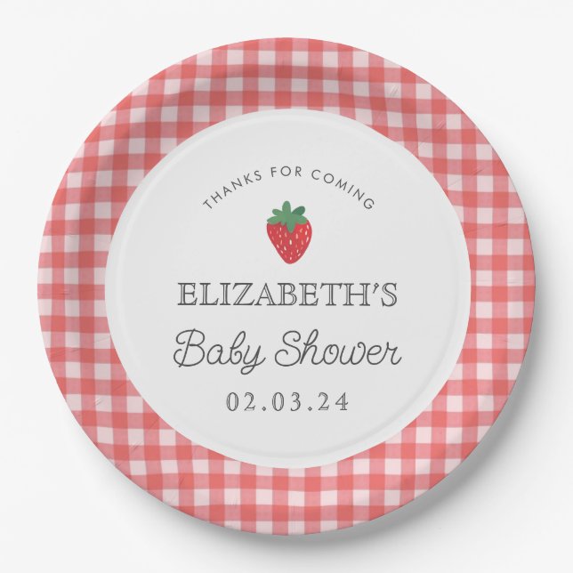 Plato De Papel Berry Sweet Baby Shower Picnic (Anverso)