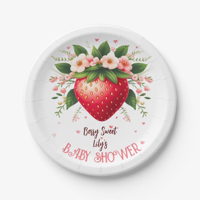 Plato De Papel Berry Sweet Baby Shower Plates de papel (Anverso)