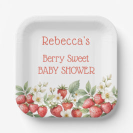 Plato De Papel Berry Sweet Baby Shower Strawberries Blossom