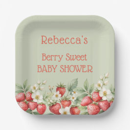 Plato De Papel Berry Sweet Baby Shower Strawberries Blossom
