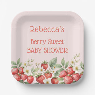 Plato De Papel Berry Sweet Baby Shower Strawberries Blossom