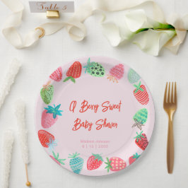 Plato De Papel Berry Sweet Baby Shower Strawberry