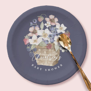 Plato De Papel Berry Sweet Baby Shower Wild Berries & Flowers