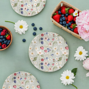 Plato De Papel Berry Sweet Baby Shower Wild Berries & Flowers
