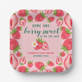 Plato De Papel Berry Sweet Baby Strawberry Baby Shower Personaliz