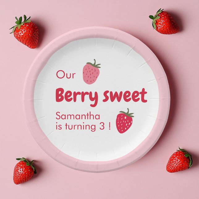 Plato De Papel Berry Sweet Birthday con fresa (Subido por el creador)