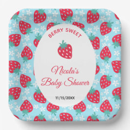 Plato De Papel Berry Sweet Blue Strawberry Baby Shower