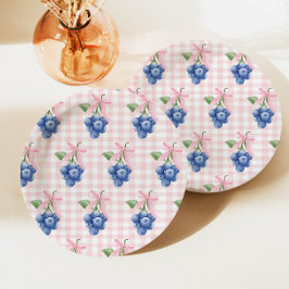 Plato De Papel Berry Sweet blueberry 1er cumpleaños Pink Gingham