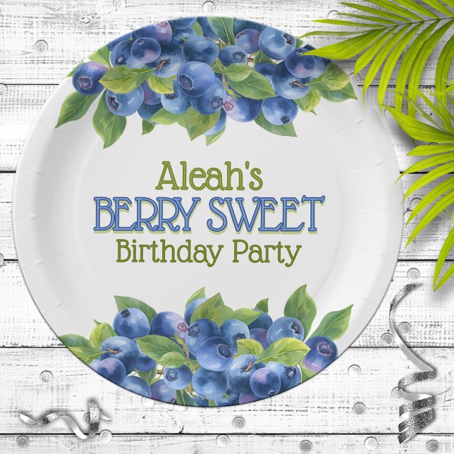 Plato De Papel Berry Sweet Blueberry Tema fiesta de cumpleaños (Subido por el creador)