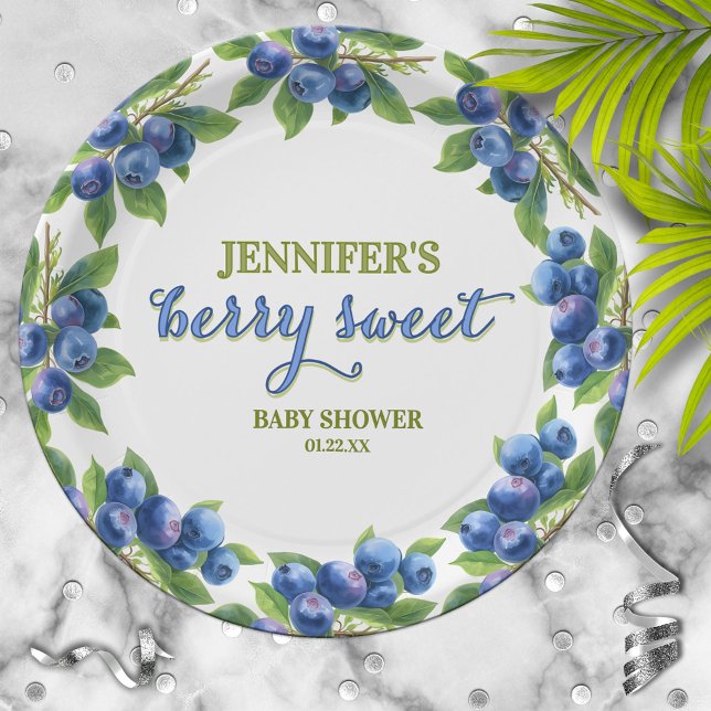Plato De Papel Berry Sweet Blueberry Theme Baby Shower (Subido por el creador)