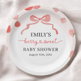 Plato De Papel Berry Sweet Chica Strawberry Baby Shower