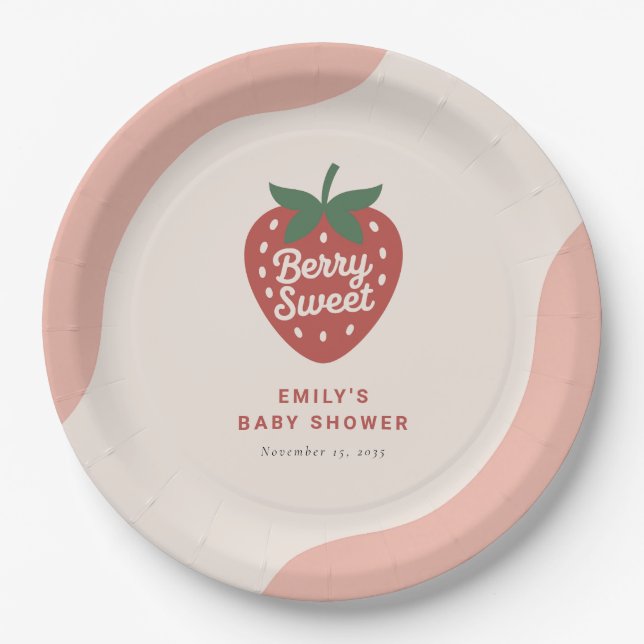 Plato De Papel Berry Sweet Cute Baby Shower (Anverso)