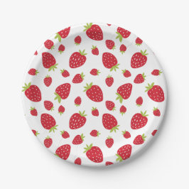Plato De Papel Berry Sweet Cute Strawberry Pattern Niños Cumpleañ