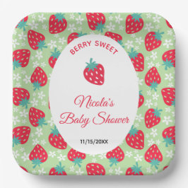 Plato De Papel Berry Sweet Green Strawberry Baby Shower