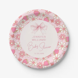Plato De Papel Berry Sweet Pink Bow Baby Shower