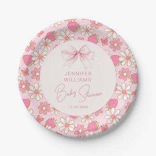 Plato De Papel Berry Sweet Pink Bow Baby Shower