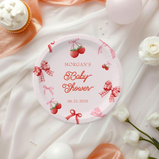 Plato De Papel Berry Sweet Pink Coquette Baby Shower (Subido por el creador)