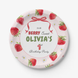 Plato De Papel Berry Sweet Pink Watercolor Fresa Placa de papel