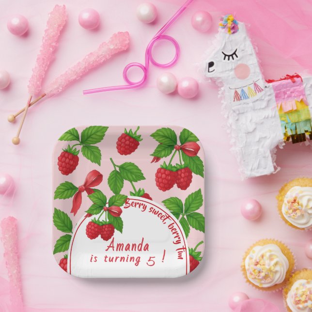 Plato De Papel Berry Sweet Raspberry Kids Birthday Fiesta - (Fiesta)