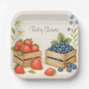 Plato De Papel Berry Sweet Rustic Baby Shower Paper Plate