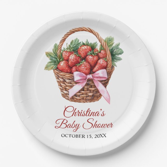 Plato De Papel Berry Sweet Strawberry Baby Shower (Anverso)