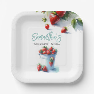 Plato De Papel Berry Sweet Strawberry Baby Shower Desechable