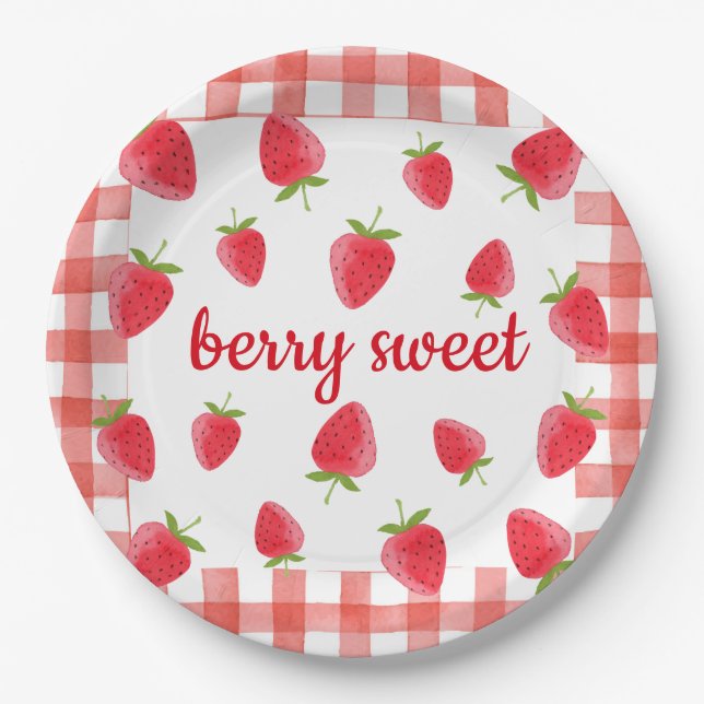 Plato De Papel Berry Sweet Strawberry Fiesta Napkin (Anverso)