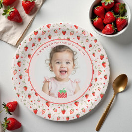 Plato De Papel Berry Sweet Strawberry Patch Photo 1st Birthday