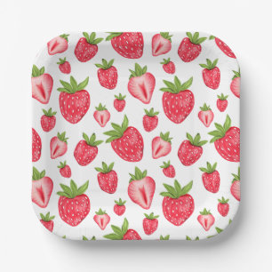 Plato De Papel Berry Sweet Strawberry Patten Cute Cumpleaños