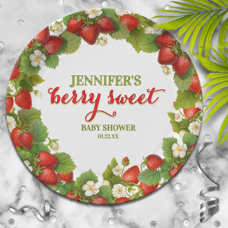 Plato De Papel Berry Sweet Strawberry Theme Baby Shower