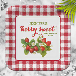 Plato De Papel Berry Sweet Strawberry Theme Baby Shower
