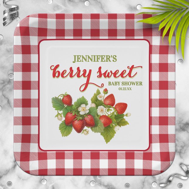 Plato De Papel Berry Sweet Strawberry Theme Baby Shower (Subido por el creador)