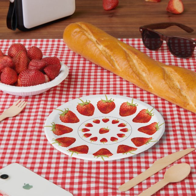 Plato De Papel Berrylicious Strawberries Strawberry Circles Party (Picnic)