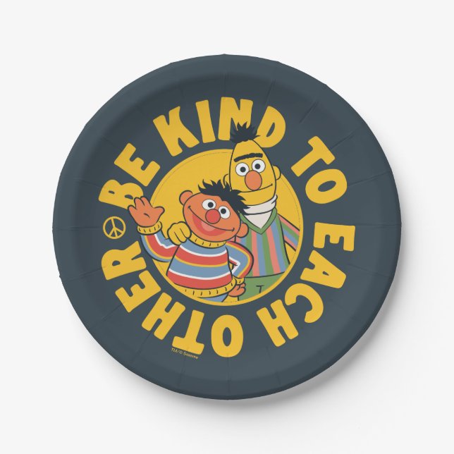 Plato De Papel Bert y Ernie | Ser amables entre sí (Anverso)
